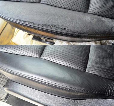 Car seat bolster before and after repair