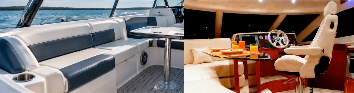 Marine upholstery seating and yacht helm interiors