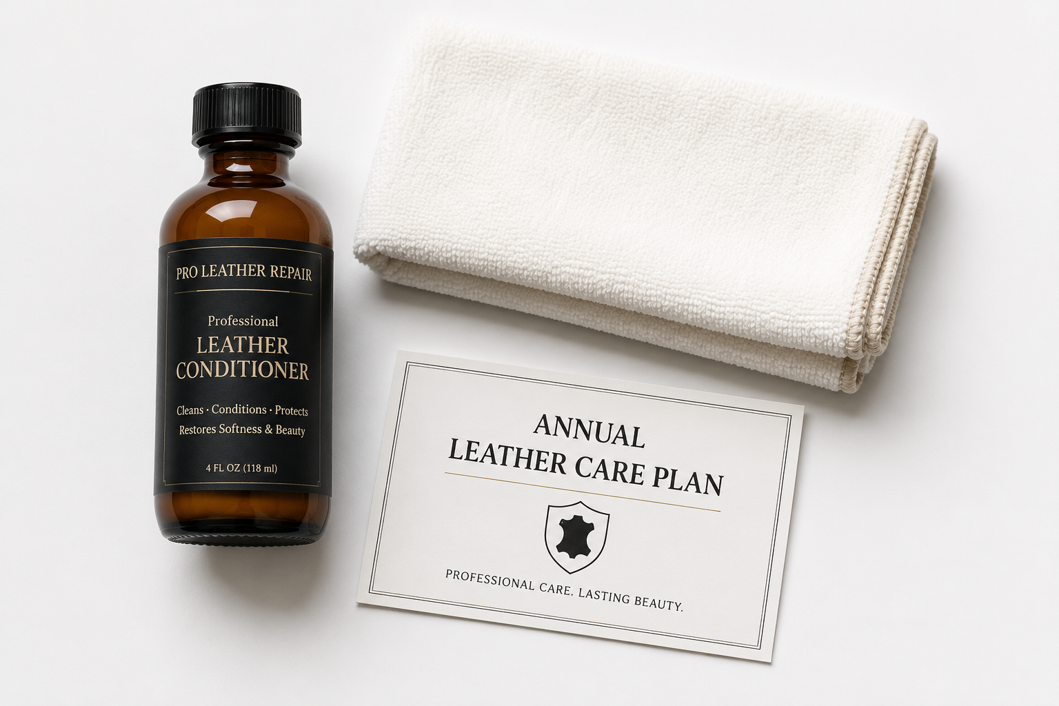 Annual leather care plan materials and product presentation