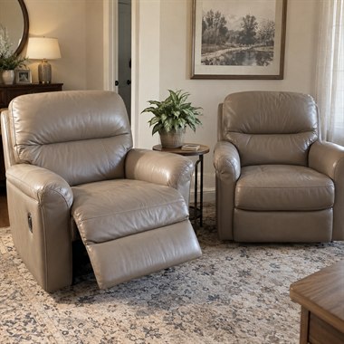 Restored light leather recliners