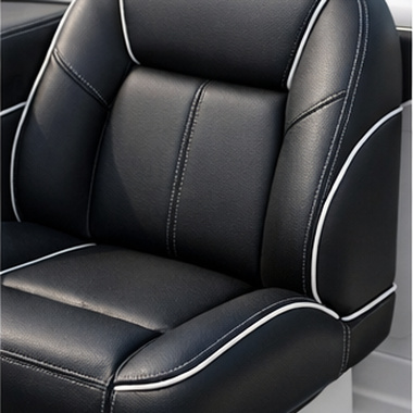Black marine seat with contrast piping