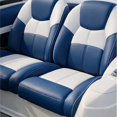 Blue and white boat upholstery