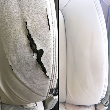 Auto seat repair before and after