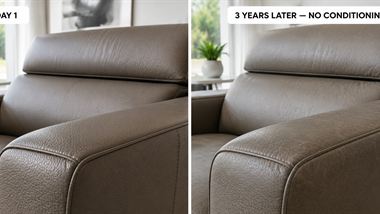 Comparison of newer leather and visibly worn untreated leather